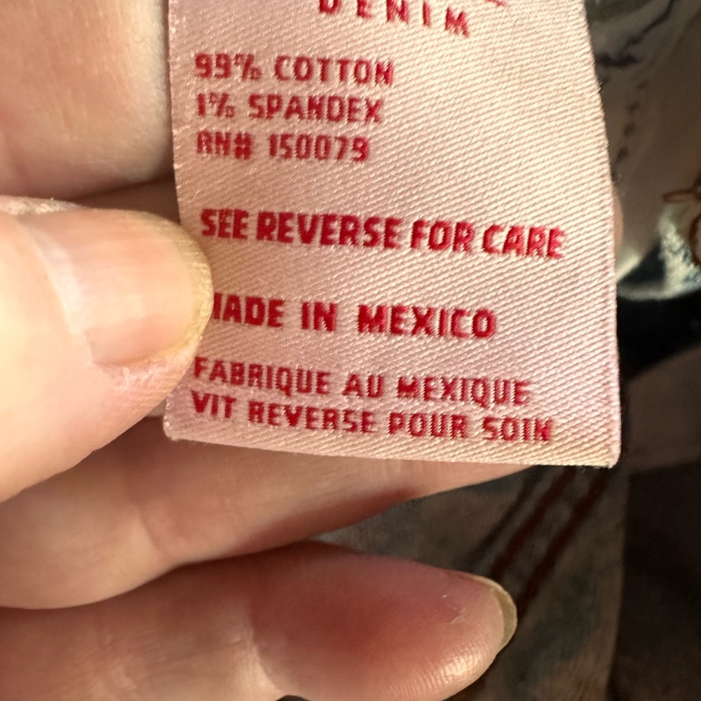 Revice size 25 crossover/asymmetrical waist denim jeans.‎ Button fly, acid wash. - Picture 11 of 14